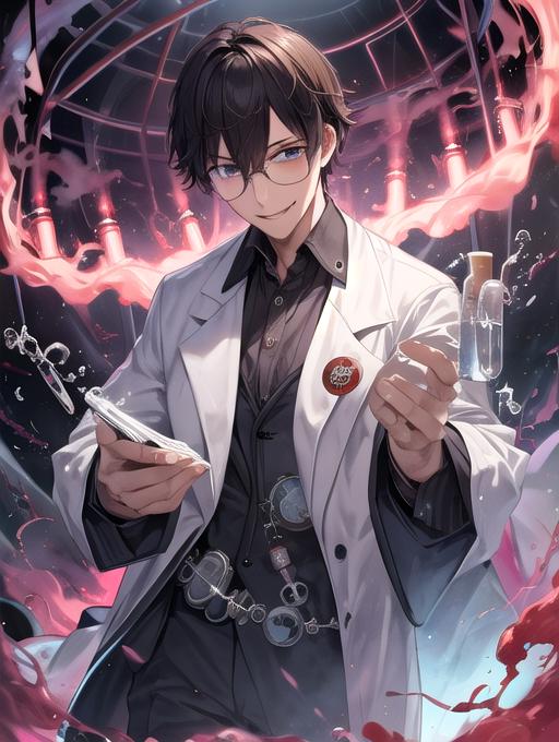 Anime scientist in lab coat on Craiyon